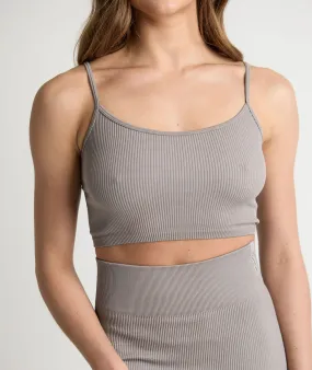 Seamless Contour Rib Crop Top - Frost Grey Seamless Contour Rib Crop Top - Frost Grey