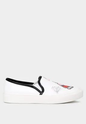 White Slip On Patchwork Sneakers White Slip On Patchwork Sneakers